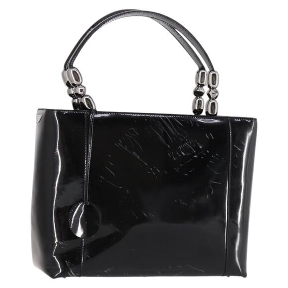 DIOR Maris Pearl Hand Bag Patent Leather Black Silver - Picture 1 of 12